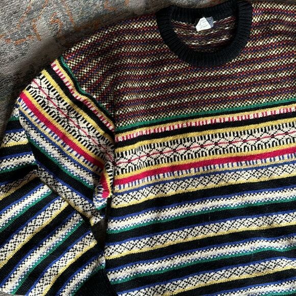 KENZO Vintage 80s Fairlsle Wool Knit Jumper Pullover Sweater - XL - Picture 2 of 5